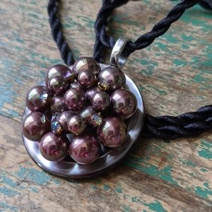 WHIMSY HOUSE I Upcycled Purple Pearl & Rhinestone Vintage Findings Necklace